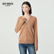 深呼吸DEEP BREATH女裝可機(jī)洗純羊毛針織開衫女A400298 卡其 3XL (7碼)