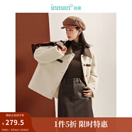 茵曼（INMAN）PU皮拼接領(lǐng)羊羔絨外套2024冬季女裝新款麂皮絨皮毛一體上衣 珍珠白 M 160/84A