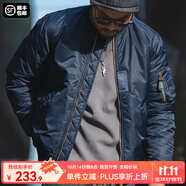 馬登工裝美式復(fù)古MA1飛行員棉服夾克男秋冬加厚棉襖棒球服上衣外套 寶藍(lán)色 L