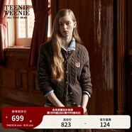 Teenie Weenie小熊女裝毛衣秋舒適學院風綿羊毛絞花針織開衫軟外套 棕色 XS