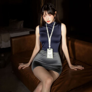 FREDFRIENDS性感情趣內衣純欲秘書(shū)裝包臀裙空姐激情夜店免脫套裝制服戰袍誘惑 藍灰套裝【上衣+裙子+工牌】 均碼