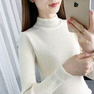 香影純黑色打底衫女秋冬新款亮絲針織衫長(cháng)袖內搭上衣修身短款半高領(lǐng)毛衣 白色 S (建議95斤以?xún)?