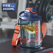 波比熊水杯大容量塑料杯男士噸噸桶夏天運動(dòng)健身大號水壺耐高溫大肚杯子 實(shí)力派噸桶藍+杯刷吸管刷 2500ml