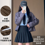 骨燃百褶裙女秋冬季新款加厚毛呢短裙高腰韓版a字修身顯瘦大碼半身裙 毛呢深灰色【加長款】 加厚 M 建議95-105斤