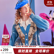 兩三事梵高毛衣開衫2025新款外套女款春季慵懶針織外套燦爛與偏執(zhí) 藍色-y S