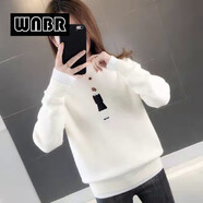WNBR卡通針織衫女2024秋冬新款百搭加絨加厚寬松圓領(lǐng)保暖打底衫毛衣 米色 [公主款] L [105-120斤]