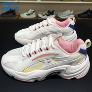 鴻星爾克女鞋秋冬新款情侶老爹透氣面包減震輕便休閑鞋厚底運動(dòng)鞋男鞋 女款未漂原色/海鹽粉 39