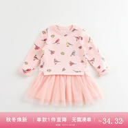 馬克珍妮秋裝 女童連衣裙秋裝 兒童衛(wèi)衣裙 女寶寶嬰兒網(wǎng)紗裙子17538 知更鳥(niǎo)印花【17538A不加絨】 90 建議身高90cm