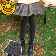 G·DUCK KIDS小黃鴨女童韓版百褶裙褲打底褲秋冬中大童洋氣冬裝新款外穿加絨加 茶色【加絨加厚】 150