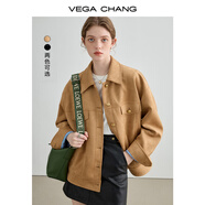 VEGA CHANG【走一推薦】短外套女2025秋季新款復(fù)古麂皮絨夾克雅丹風(fēng)寬松上衣 核桃棕 M