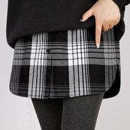 紐菲奧納屁簾冬季疊穿內(nèi)搭打底洋氣半身裙子百搭假下擺大碼小屁簾子遮屁股 黑白大格 加大碼 (建議115-140斤)