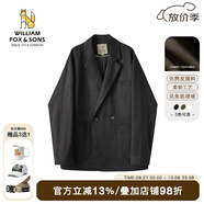 William fox&sons威廉?？怂狗瞒淦そq小西服男輕商務(wù)復古寬松易打理便西休閑西裝男 黑色（雙排扣） L /50