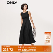 ONLY氣質(zhì)刺繡中長(cháng)款牛仔背心裙連衣裙女|123342003 J1Z 黑色牛仔提花-追單第一批 M 165/84A