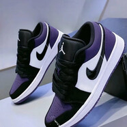 【莆田純原版本】耐克(Nike) Air AJ1 喬1煙灰低幫籃球鞋閃電摩卡倒鉤清洗保養 aj1低幫黑紫腳趾 36