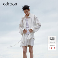 edition襯衫女春新款高開(kāi)衩系帶桑蠶絲杏黑條紋寬松鹽系襯衣 杏底黑條K01 M (165)