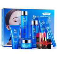 韓嬋【水嫩不油】八杯水保濕補水透潤六件套護膚品滋養水潤透亮美肌膚 八杯水六件套禮盒+口紅