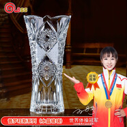 高斯（Glass）水晶玻璃花瓶歐式古典現代簡(jiǎn)約透明花器擺件客廳臥室家居裝飾品 透明 35cm