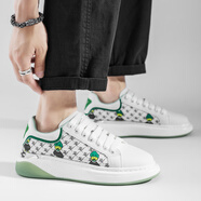 公牛世家（G.N.Shi Jia）小眾設(shè)計(jì)百搭休閑運(yùn)動(dòng)鞋男潮流時(shí)尚增高小白鞋 白綠色 40