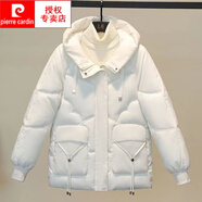 皮爾卡丹（pierre cardin）亮閃閃新款2025冬季棉服女韓版寬松加厚棉襖中長款亮晶晶棉衣外套 白色 XL 建議125-140斤