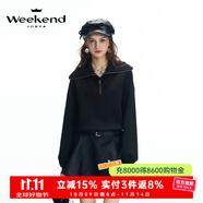 卓雅周末（JORYA weekend）明星同款|24冬新款學(xué)院海軍領(lǐng)羊毛拼接X腰荷葉提花連衣裙 黑色 S