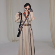 謎阿凰【青俠】棉麻亞麻宋制漢服直裰長(cháng)衫有口袋春秋款女復原原創(chuàng  ) 青俠直裰（48小時(shí)） L