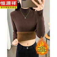 恒源祥100純羊毛絨秋冬加厚加絨毛衣女保暖一體絨內(nèi)搭半高領打底羊毛衫 咖啡色加厚一體絨【5鉆羊絨世家 S(95斤以內(nèi)/專柜上千)