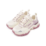 探路者女鞋春夏徒步防滑耐磨透氣經(jīng)典老爹鞋戶(hù)外運動(dòng)低幫休閑鞋 米白\粉色-女 36