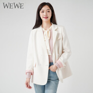 唯唯（WEWE）小西裝春季新款女裝清新簡約溫柔優(yōu)雅通勤氣質(zhì)百搭外套 米白 S (160)