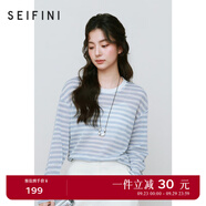 詩凡黎（'SEIFINI）詩凡黎慵懶風(fēng)鏤空針織衫25春夏新品寬松高級感防曬衫外搭罩衫上衣 海冰藍 M
