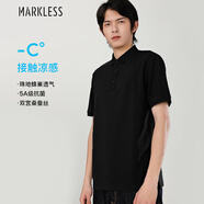 MARKLESS涼感抑菌Polo衫男士夏季短袖透氣翻領(lǐng)t恤PLB3637M 星空黑 M 