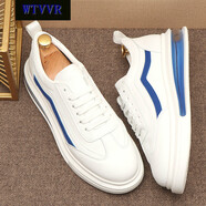 WTVVR 潮牌男士氣墊小白鞋新款韓版百搭厚底板鞋潮流舒適系帶休閑鞋 白蘭【標準版】 40