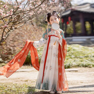 奧蒙威兒童漢服女童唐裝公主連衣裙古風(fēng)襦裙古裝幼兒園中秋表演服SL2822 敦煌綠色 130