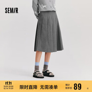 森馬（Semir）森馬半身裙女仿毛呢裙子24冬新款A字百褶裙遮胯顯瘦109724120001