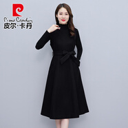 皮爾卡丹2025新款優(yōu)雅時(shí)尚氣質(zhì)連衣裙秋冬高級感洋氣法式呢子套裝背心裙 黑色 XL 【115-125】