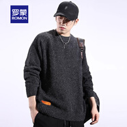 羅蒙（ROMON）毛衣雪尼爾男秋冬季加厚打底針織衫日系復古寬松韓版潮牌男士外套 深灰色 3XL 180-200斤