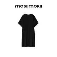 MOSIIMORII【加百列】經(jīng)典氣質(zhì)輕奢極簡(jiǎn)慵懶百搭秋冬寬松顯瘦雙面呢連衣裙 暗夜黑 S 推薦150-165