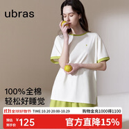 ubras水果系列套頭短袖短褲家居服套裝情侶女士睡衣女款-奶糖白 M