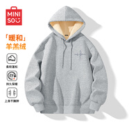 名創(chuàng  )優(yōu)品（MINISO）加厚羊羔絨衛衣男冬季防寒保暖連帽外套重磅百搭上衣 麻灰 2XL