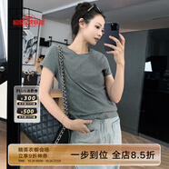 美洋（MEIYANG）瘦瘦T 顯瘦圓領(lǐng)彈力修身百搭短袖女士上衣時尚休閑透氣柔軟T恤女 中灰色 M