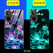 適用vivoiQOOneo9pro手機殼neo9保護套卡通款夜光鋼化玻璃殼全包個(gè)性防摔殼 夜光玻璃-蝶戀花 vivoiQOOneo9-配膜