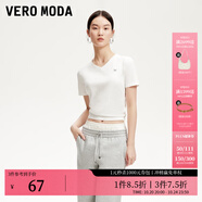 VEROMODAt恤女女2025秋冬新款純棉純色基礎t恤女早秋上衣 本白色-V領-A XL
