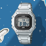 卡西歐（CASIO）手表戶外運(yùn)動防水時尚簡約復(fù)古學(xué)生小方表W-96H-1A 2A 1B2A電子表 W-218HD-1A鋼帶版本檔次提升