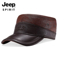 JEEP帽子男牛皮帽秋冬加厚棒球帽護耳保暖鴨舌帽時(shí)尚休閑平頂帽A0023