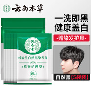 純春堂云南本草染發(fā)劑植物蓋白頭發(fā)一洗黑天然純黑色不沾頭皮染發(fā)膏5袋