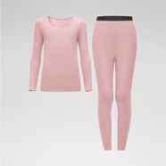 蕉內小熱皮301+兒童保暖內衣套裝男女童保暖抗菌大童寶寶秋衣秋褲秋冬 藕粉 150