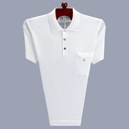 夢特嬌夏季100%桑蠶絲短袖t恤男中老年寬松亮絲t恤上衣爸爸裝男短袖 1608白色 175/92A 建議135-150斤