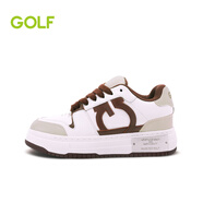 高爾夫（GOLF）男女鞋透氣牛皮鞋子男復(fù)古潮流休閑鞋女防滑增高厚底板鞋男女同款 白+卡其24513312 （女鞋） 36