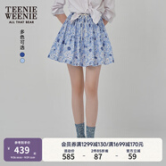 Teenie Weenie小熊女裝半身裙25夏季新款細褶花朵小清新蓬蓬短裙子 淺藍色 L