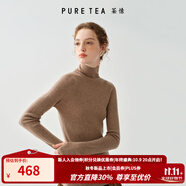 茶·愫【明星同款】puretea茶愫高領(lǐng)針織衫女堆堆袖打底毛衣秋季新款 砂杏（中領(lǐng)） M