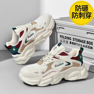 古森林勞保鞋男款秋冬透氣防砸防刺穿輕便帶鋼板工作鞋男士鋼頭四季 2076米綠【防砸防刺穿】 41